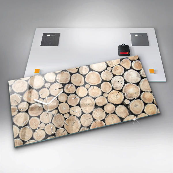 Horizontální hodiny na skle Ořezané pařezy