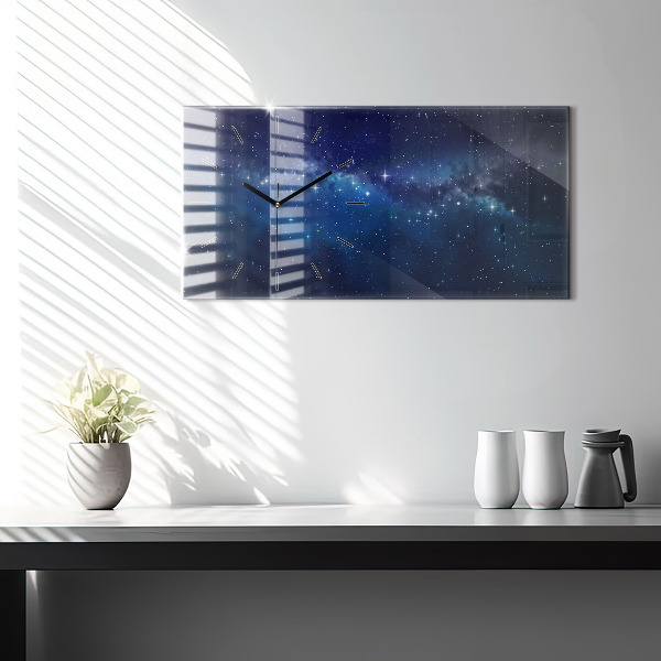 Horizontální hodiny na skle Hvězdy na tmavé obloze
