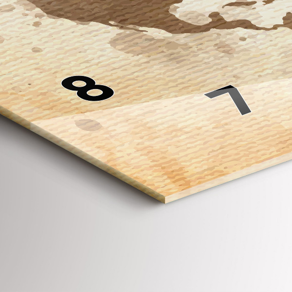 Horizontální hodiny na skle Malovaná mapa světa