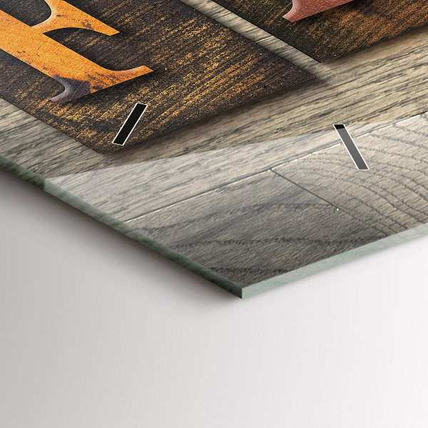 Horizontální hodiny na skle Rodinný nápis