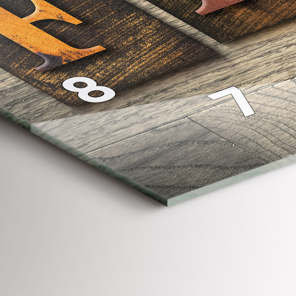 Horizontální hodiny na skle Rodinný nápis