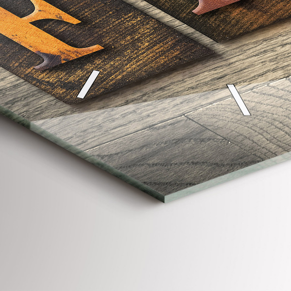 Horizontální hodiny na skle Rodinný nápis