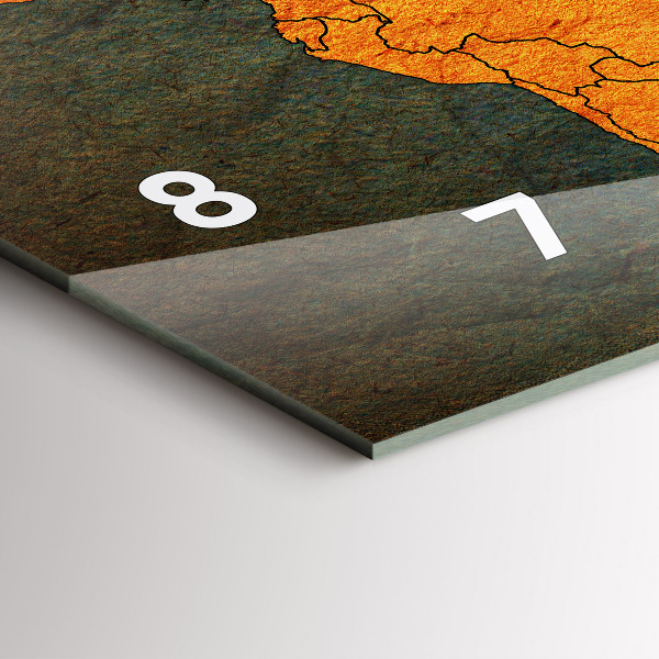 Horizontální hodiny na skle Mapa světa