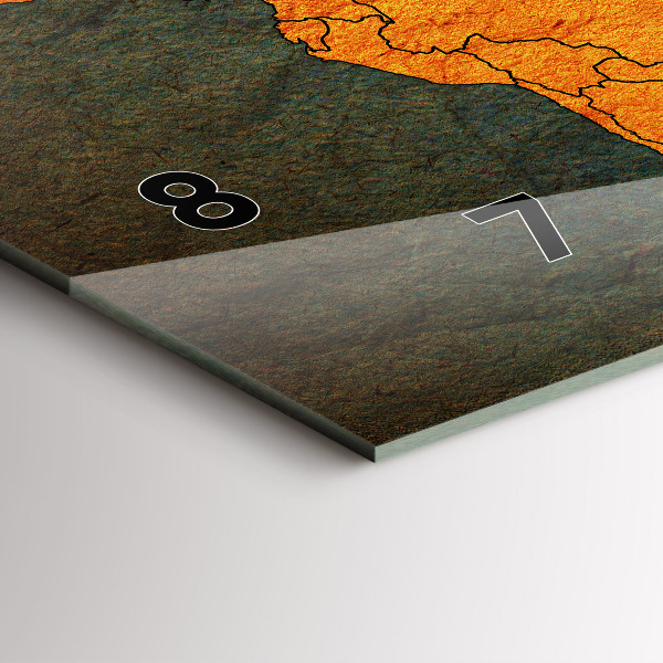 Horizontální hodiny na skle Mapa světa