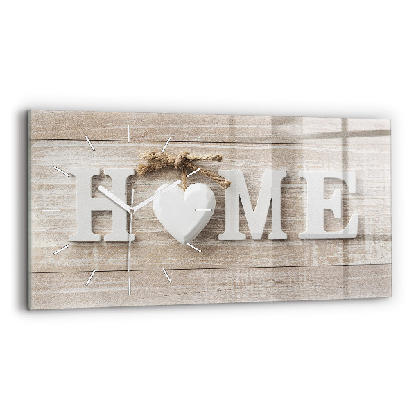 Horizontální hodiny na skle Nápis na domě