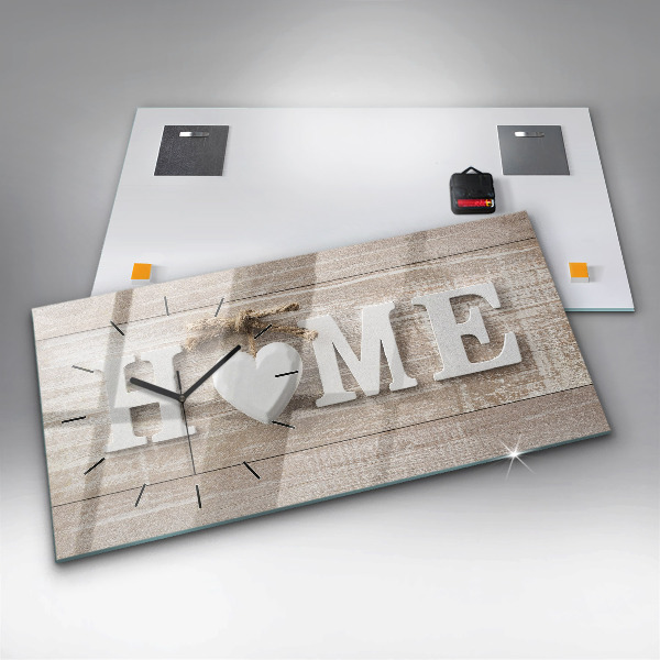 Horizontální hodiny na skle Nápis na domě