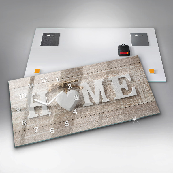 Horizontální hodiny na skle Nápis na domě