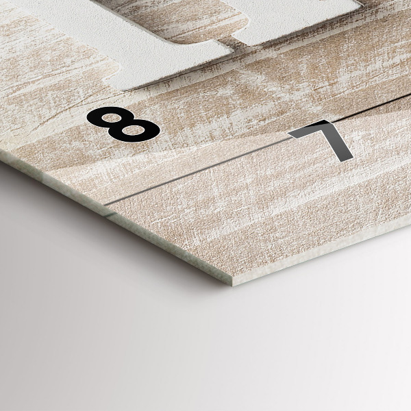 Horizontální hodiny na skle Nápis na domě