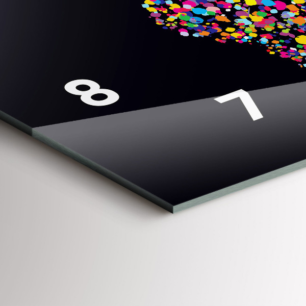 Horizontální hodiny na skle Mapa světa z teček