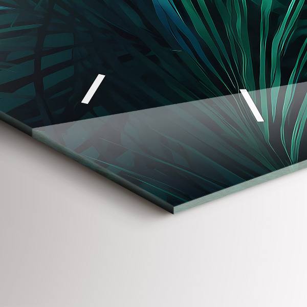 Horizontální skleněné hodiny na stěnu Tropické listy