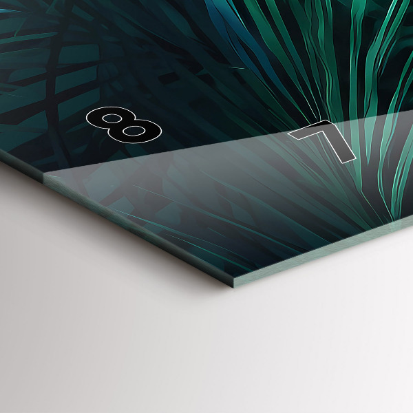 Horizontální skleněné hodiny na stěnu Tropické listy