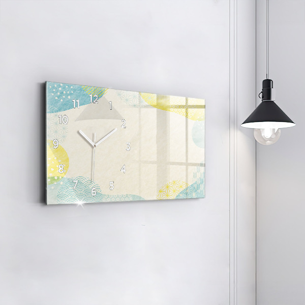 Horizontální skleněné hodiny na stěnu Vzor rámu