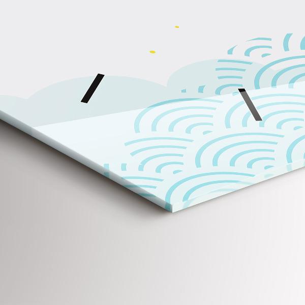 Horizontální skleněné hodiny na stěnu Dekorativní vzor