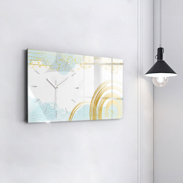 Horizontální skleněné hodiny na stěnu Dekorativní vzor