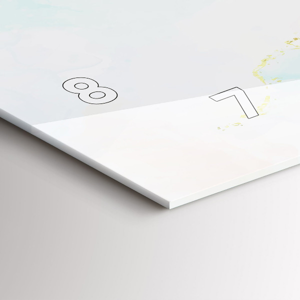 Horizontální skleněné hodiny na stěnu Akvarelová mramorová