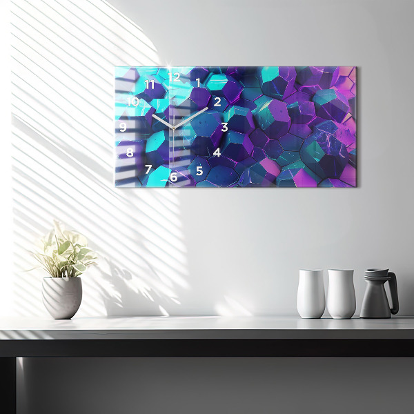 Horizontální skleněné hodiny na stěnu Geometrické tvary