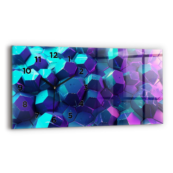 Horizontální skleněné hodiny na stěnu Geometrické tvary