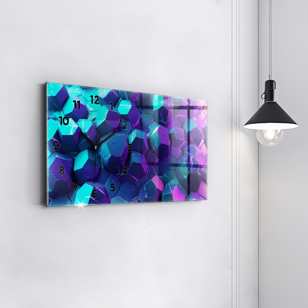 Horizontální skleněné hodiny na stěnu Geometrické tvary