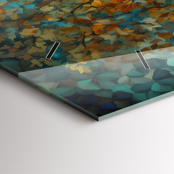 Horizontální skleněné hodiny na stěnu Mozaikový strom