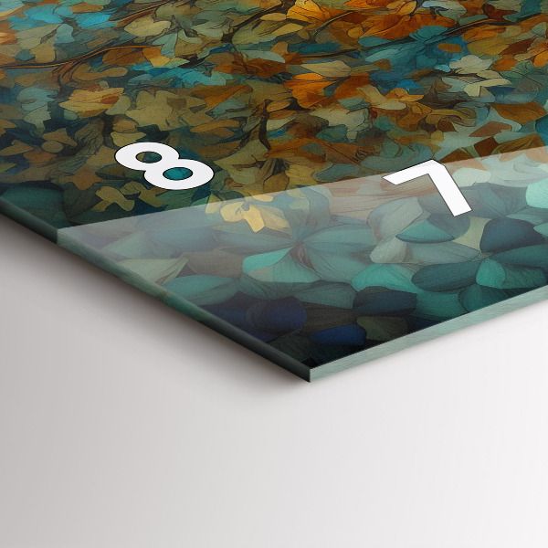 Horizontální skleněné hodiny na stěnu Mozaikový strom