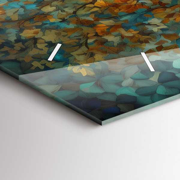 Horizontální skleněné hodiny na stěnu Mozaikový strom