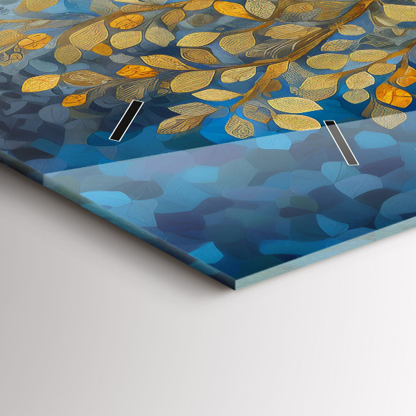 Horizontální skleněné hodiny na stěnu Abstraktní strom