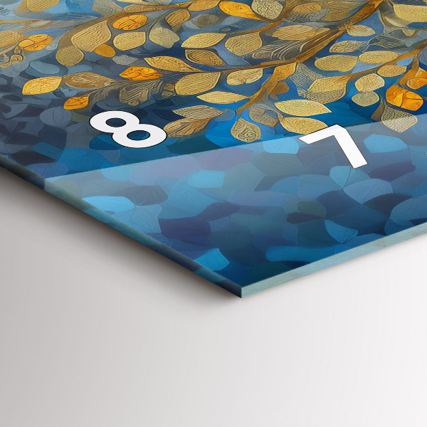 Horizontální skleněné hodiny na stěnu Abstraktní strom