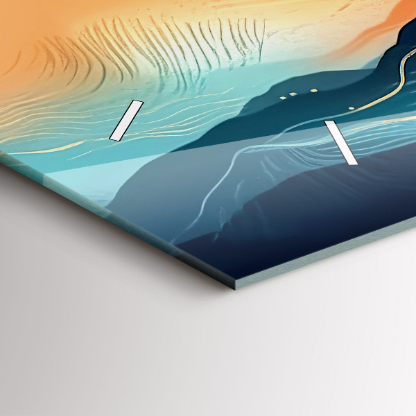 Horizontální skleněné hodiny na stěnu Horská krajina