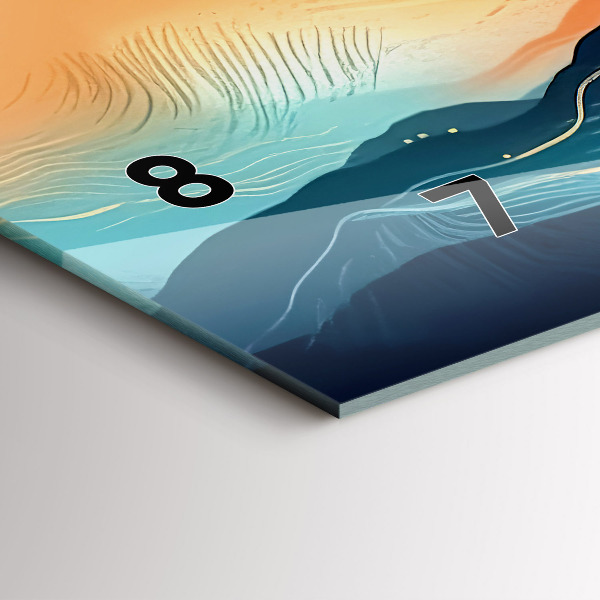 Horizontální skleněné hodiny na stěnu Horská krajina