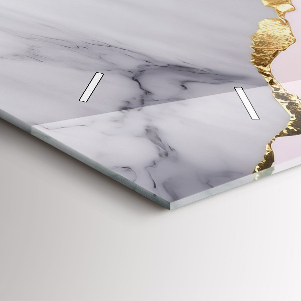 Horizontální skleněné hodiny na stěnu Mramorový vzor