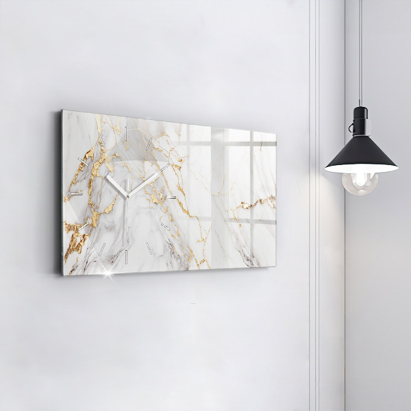 Horizontální skleněné hodiny na stěnu Dekorativní mramor