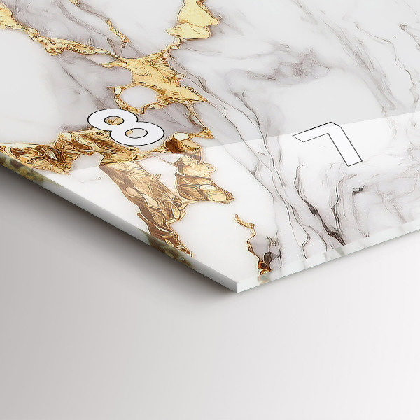 Horizontální skleněné hodiny na stěnu Dekorativní mramor