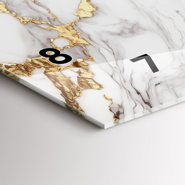 Horizontální skleněné hodiny na stěnu Dekorativní mramor