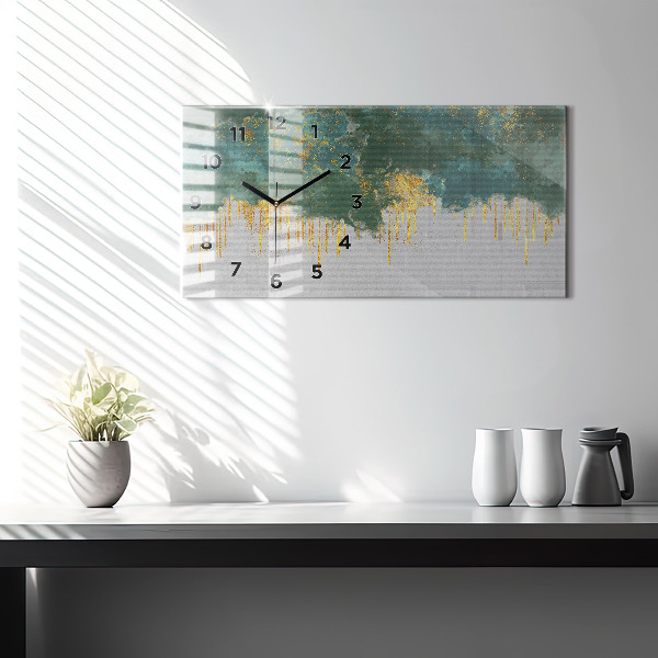 Horizontální skleněné hodiny na stěnu Dekorativní vzor
