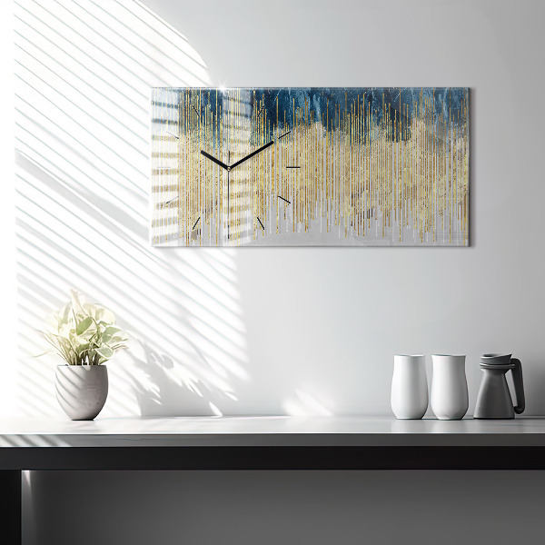 Horizontální skleněné hodiny na stěnu Dekorativní vzor