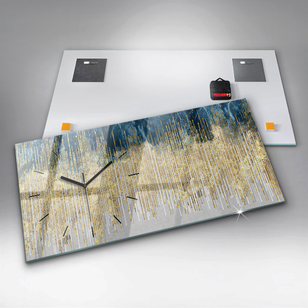 Horizontální skleněné hodiny na stěnu Dekorativní vzor