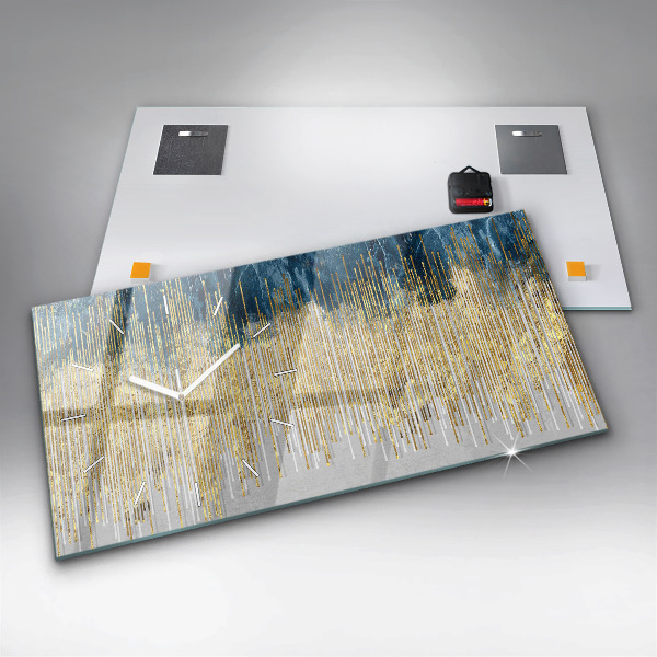 Horizontální skleněné hodiny na stěnu Dekorativní vzor