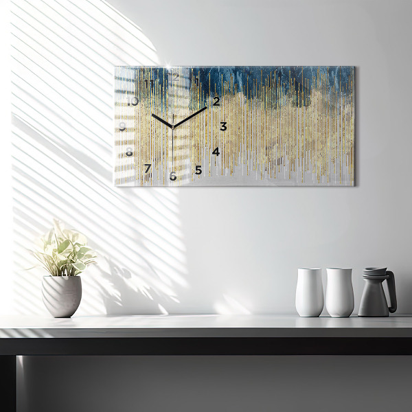 Horizontální skleněné hodiny na stěnu Dekorativní vzor
