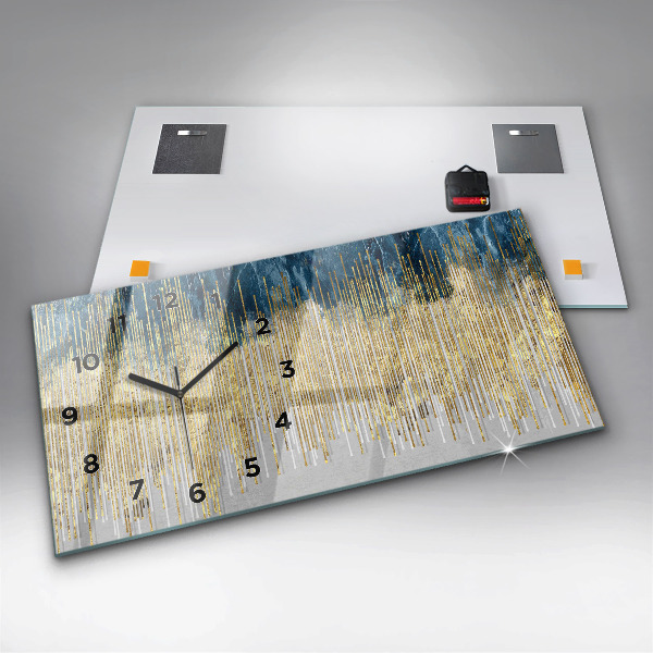 Horizontální skleněné hodiny na stěnu Dekorativní vzor