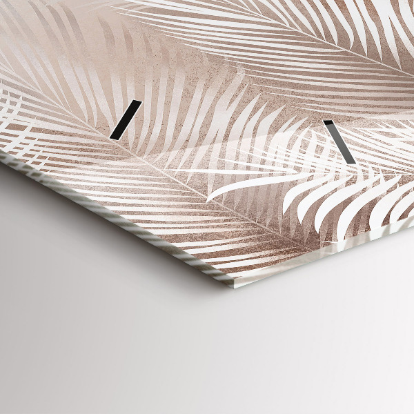 Horizontální skleněné hodiny na stěnu Tropické listy