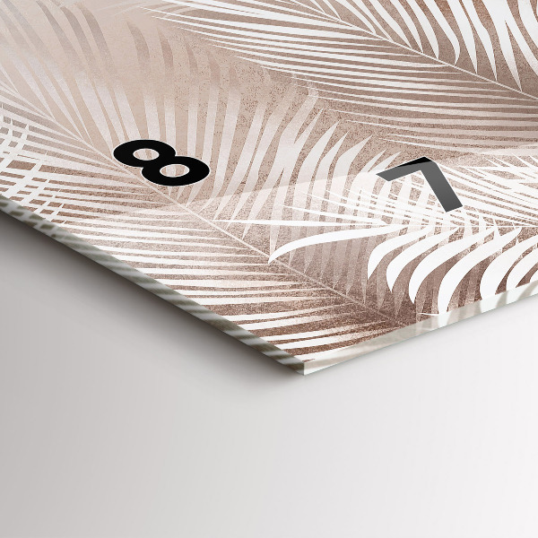 Horizontální skleněné hodiny na stěnu Tropické listy