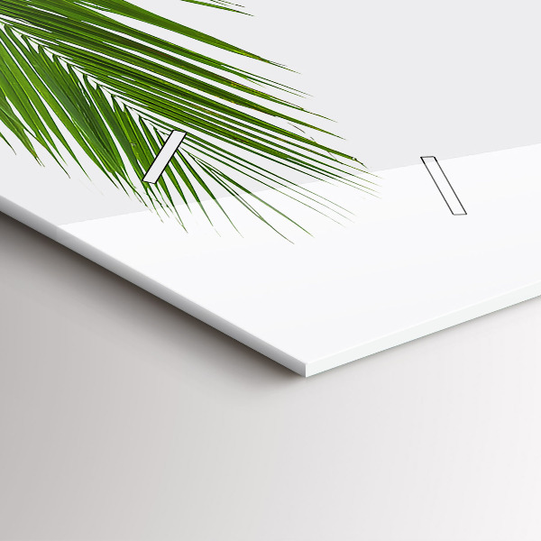 Horizontální skleněné hodiny na stěnu Příroda s palmovými listy