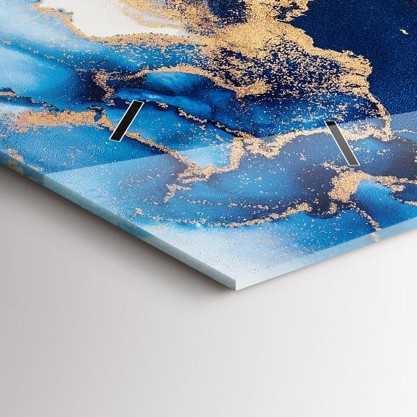 Horizontální skleněné hodiny na stěnu Mramorový vzor