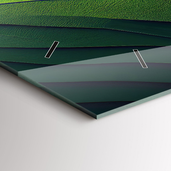 Horizontální skleněné hodiny na stěnu Abstraktní zelená pole