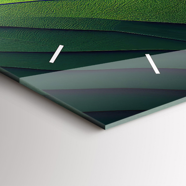 Horizontální skleněné hodiny na stěnu Abstraktní zelená pole