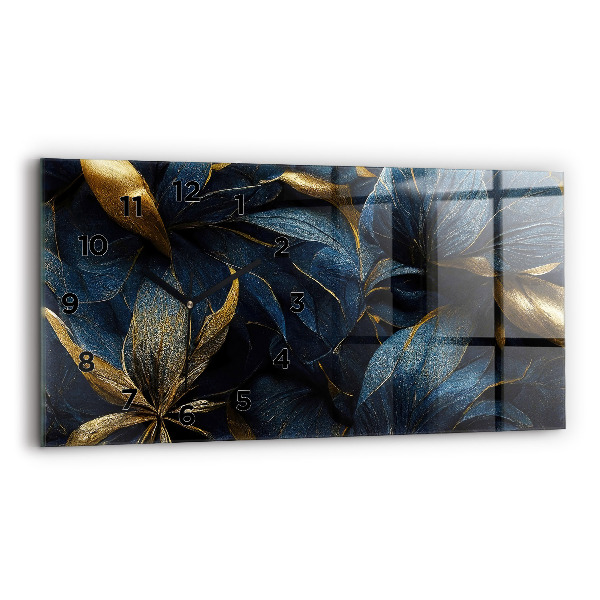 Horizontální skleněné hodiny na stěnu Dekorativní květiny