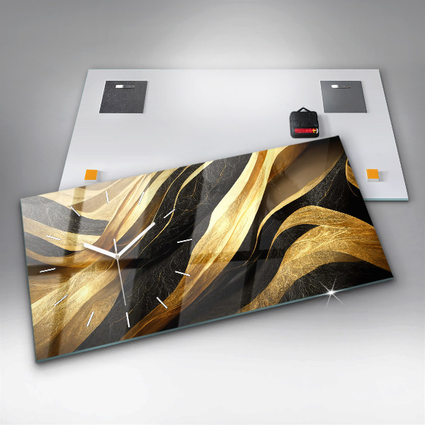 Horizontální skleněné hodiny na stěnu Elegantní abstrakce