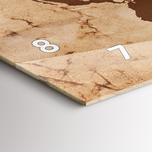 Horizontální hodiny na skle Historická mapa světa