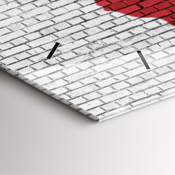 Horizontální skleněné hodiny na stěnu Cihlová zeď Mapa světa