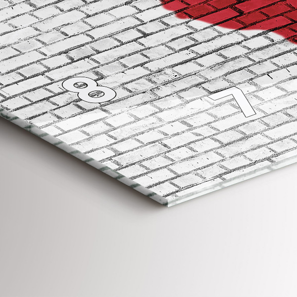 Horizontální skleněné hodiny na stěnu Cihlová zeď Mapa světa